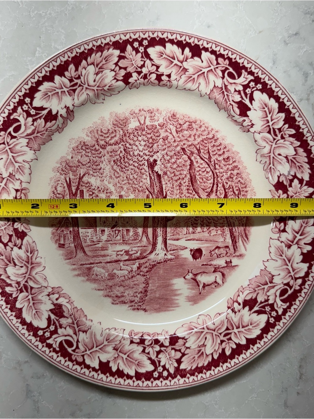 Vintage Homer Laughlin Red Transferware Currier & Ives “Home Sweet Home” Plate - Picture 2 of 4